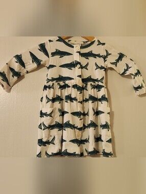 Shark Print Button-Down Dress